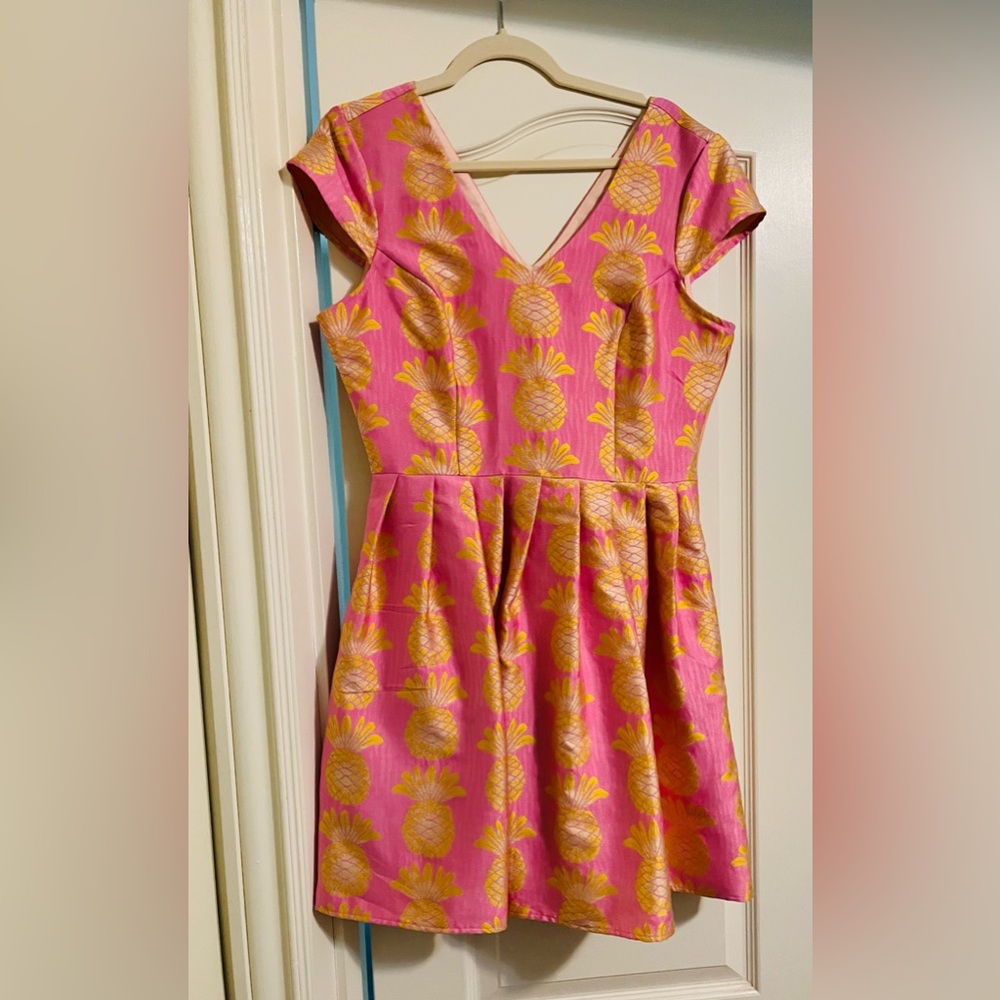 JB by Julie Brown Pink Dress with Yellow Print